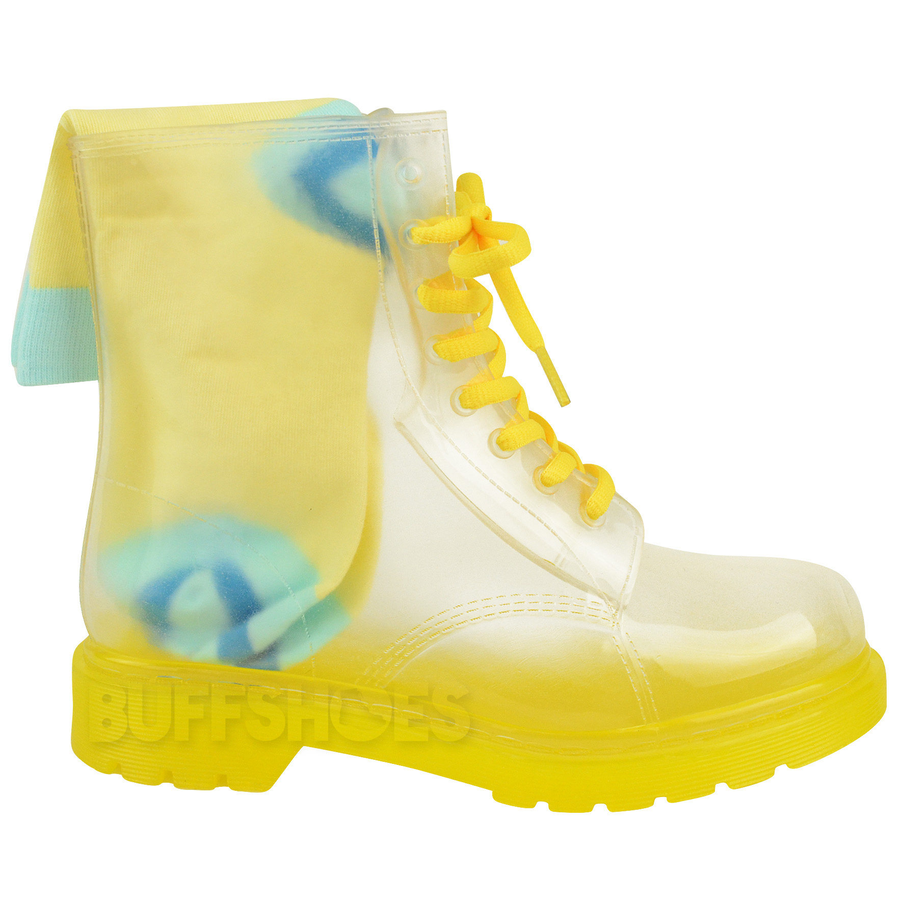 WOMENS LADIES FLAT CLEAR FESTIVAL JELLY WELLIES LOW ANKLE RAIN BOOTS ...
