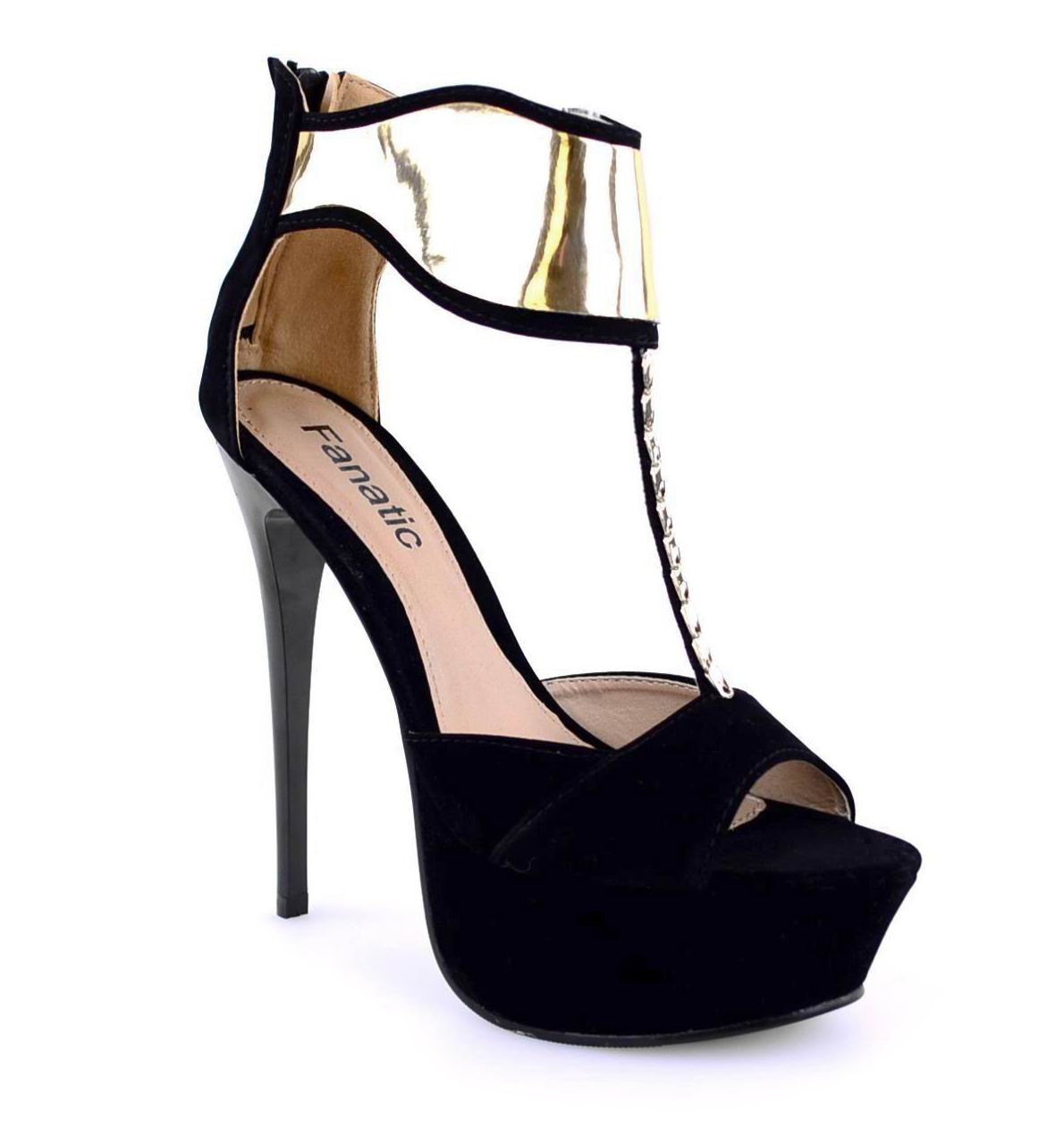 LADIES WOMENS HIGH HEEL STILETTO GOLD ANKLE STRAP PARTY EVENING SHOES ...